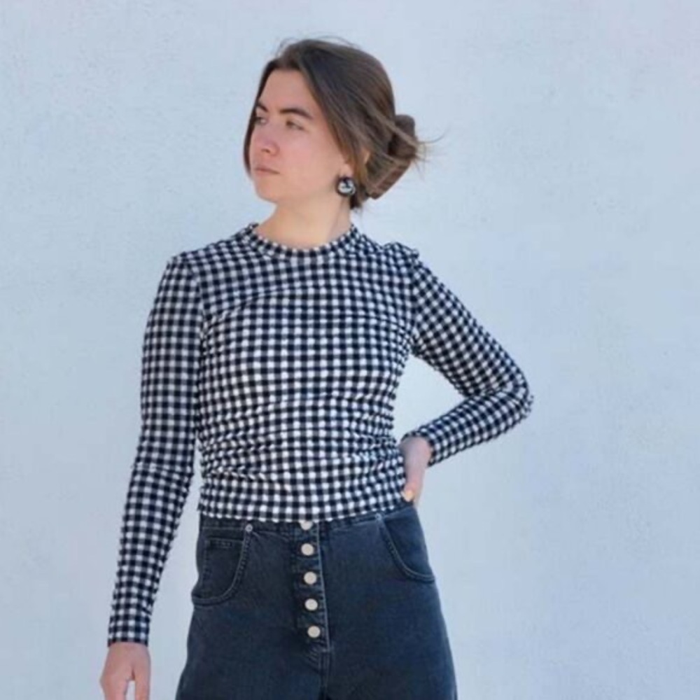 Rachel Comey Satellite Top in Stretchy Gingham Check Large